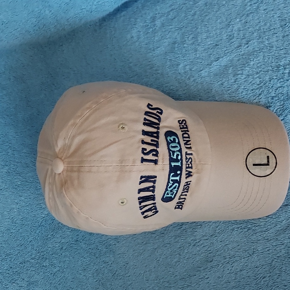 Cayman Islands Tan Hat Sz Lg 24" Adjustable cotton canvas . Like New !!